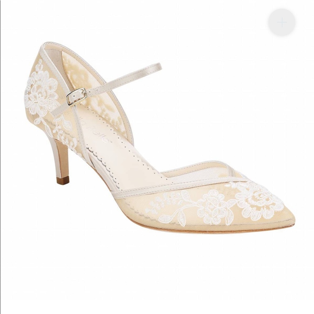 Bella Belle Candice Nude Kitten Heel Lace Pumps